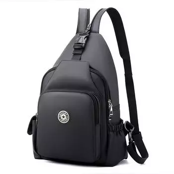 Мужская нагрудная сумка, сумка из кожи и пленки, рюкзак большой вместимости, сумка через плечо. чёрный
