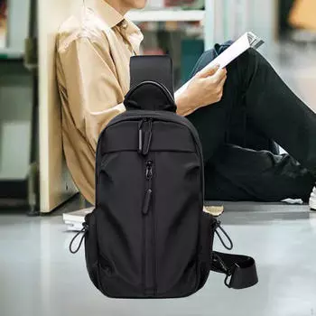 Мужская нагрудная сумка-тоут многофункциональная через плечо для велоспорта, рыбалки чёрный