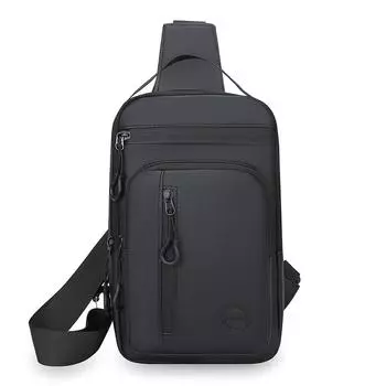 Мужская нагрудная сумка уличная легкая сумка для мобильного телефона для поездок на работу многокарманная сумка через плечо чёрный