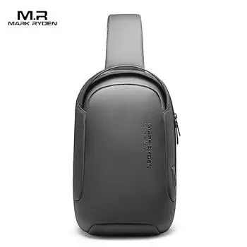 Мужская нагрудная сумка USB Многофункциональная модная уличная водонепроницаемая сумка на одно плечо серый