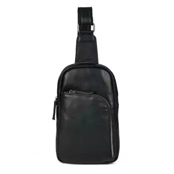 Мужская нагрудная сумка в стиле ретро из натуральной кожи, женская верхняя повседневная сумка через плечо, большая вместительная сумка для iPad на одно плечо чёрный