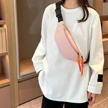 Мужская нагрудная сумка Женская сумка-бананка Слинг через плечо Поясная сумка для бега Повседневная поясная сумка Спортивная поясная сумка розовый