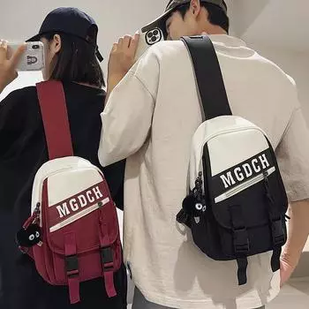 Мужская нагрудная сумка Женская сумка через плечо Большая вместимость Легкая спортивная сумка через плечо чёрный