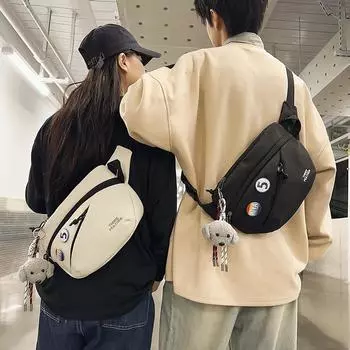 Мужская нагрудная сумка Женская сумка через плечо Спортивная сумка для отдыха на открытом воздухе чёрный