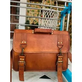 Мужская наплечная сумка-мессенджер для ноутбука, портфель, безопасная кожа, винтажные сумки 15 x 11 x 4 in коричневый