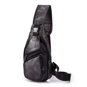 Мужская натуральная кожа, модный дизайн, сумка через плечо на груди, дорожная сумка на одно плечо, рюкзак темно-коричневого