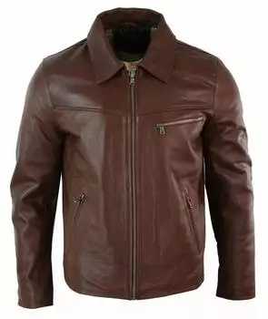 Мужская натуральная кожа, мягкая овчина, стильная коричневая куртка с воротником на молнии, РУЧНАЯ РАБОТА XS коричневый