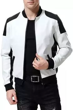 Мужская натуральная кожа ягненка БЕЛАЯ стильная новая куртка ручной работы элегантная S белый