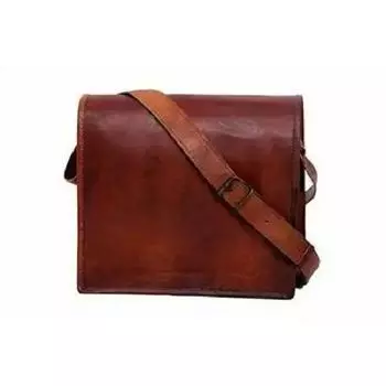 Мужская натуральная винтажная коричневая кожаная сумка через плечо сумка для ноутбука портфель 10 x 13 x 4 in коричневый