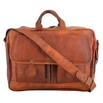 Мужская натуральная винтажная кожаная сумка-мессенджер через плечо портфель для ноутбука 11 x 15 x 4 in коричневый