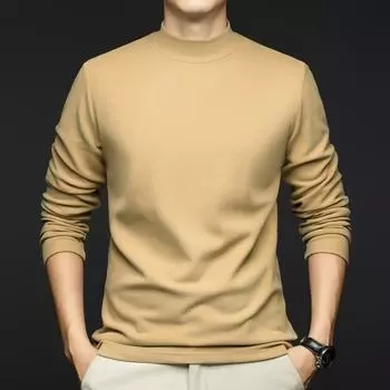 Мужская немецкая бархатная рубашка-рубашка, осень-зима, средне-зеленый модный повседневный свитер с полуводолазкой и теплым воротником M белый