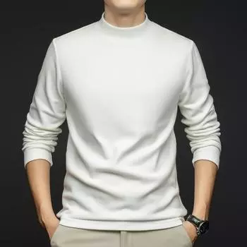 Мужская немецкая бархатная рубашка-рубашка, осень-зима, средне-зеленый модный повседневный свитер с полуводолазкой и теплым воротником M хаки