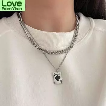 Мужская нержавеющая сталь хип-хоп никогда не выцветает женская подвеска ожерелье ювелирные изделия аксессуары корейский стиль чокер свитер цепь