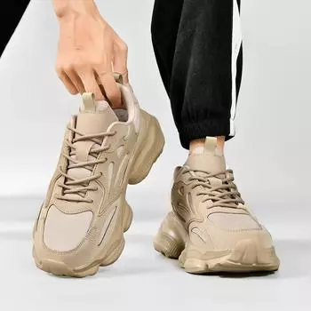 Мужская нескользящая и износостойкая спортивная обувь осенняя мужская обувь с толстой подошвой, увеличивающая рост, универсальная повседневная обувь, черная дорожная обувь для папы 38