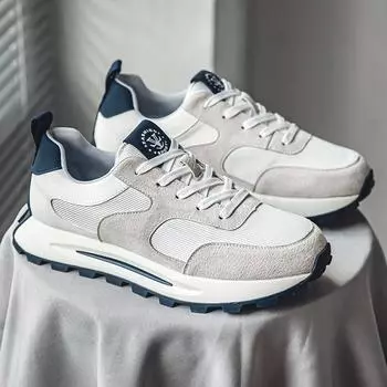 Мужская нескользящая и износостойкая уличная модная повседневная спортивная обувь для бега, обувь для папы 39 чёрный/белый