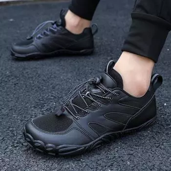 Мужская нескользящая походная обувь. Удобная низкая прогулочная обувь. Уличная дышащая рабочая обувь. Мужская спортивная обувь босиком на открытом воздухе. EU:45 темно-серого