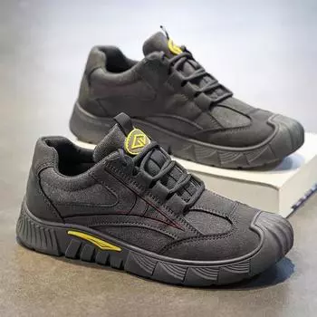 Мужская нескользящая рабочая обувь, осенняя, удобная, износостойкая, мужская, модная, повседневная, на плоской подошве, обувь 2024 года 39 хаки