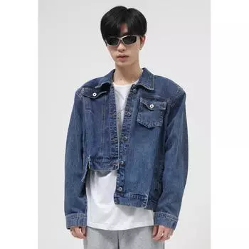 Мужская нестандартная модель с подплечниками, короткая джинсовая куртка, мужская одежда M синий