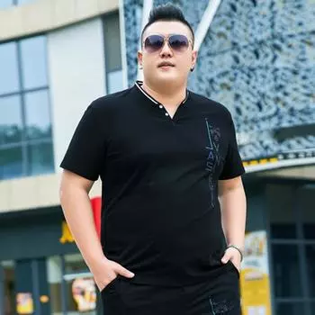 Мужская новая футболка больших размеров с короткими рукавами Fat Man, очень большая свободная футболка с половиной рукавов, нижняя рубашка 7XL 2XL чёрный