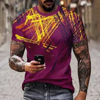 Мужская новая футболка, модная универсальная футболка из полиэстера с 3D принтом, спортивная, для бега, для фитнеса, с коротким рукавом, уличная одежда больших размеров, повседневный топ S