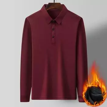 Мужская новая футболка Tencel Roman с длинными рукавами, модная теплая рубашка-поло с лацканами M