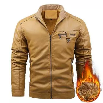 Мужская новая кожаная куртка Мужская бархатная утолщенная модная куртка из искусственной кожи S