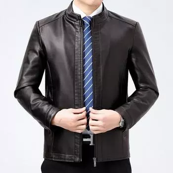 Мужская новая куртка из натуральной кожи, мужская куртка из овчины, деловой воротник-стойка, осенне-зимнее пальто, короткий стиль 170