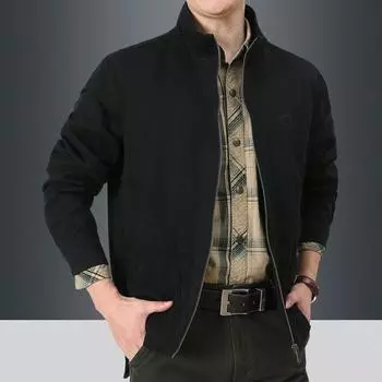 Мужская новая куртка мужская куртка весна и осень большой размер свободный повседневный топ стойка воротник рабочая куртка M