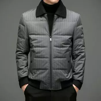 Мужская новая куртка-пуховик Мужская зимняя куртка с лацканами Мужская куртка-пуховик M чёрный