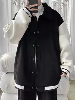 Мужская новая куртка-стойка со свободной талией, индивидуальная модная куртка с длинными рукавами, мужская весенне-осенняя модная куртка M белый