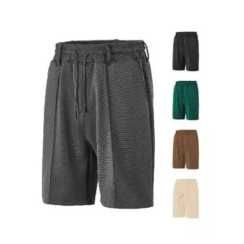 Мужская новая летняя повседневная быстросохнущая рабочая одежда в стиле ретро для спорта и фитнеса, повседневные однотонные дышащие шорты, пляжные брюки S чёрный