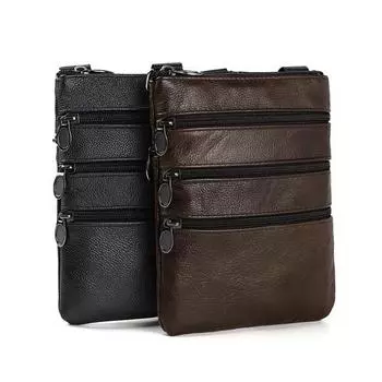 Мужская новая модная кожаная сумка через плечо, повседневная сумка через плечо чёрный