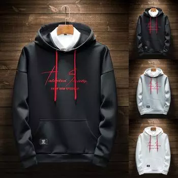 Мужская новая модная осенне-зимняя куртка с капюшоном и длинными рукавами, топы с надписями XXXL чёрный
