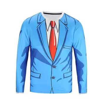 Мужская новая модная повседневная футболка с длинным рукавом и 3D принтом, костюм с узором, свободный спортивный топ с круглым вырезом в стиле панк XL