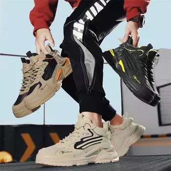 Мужская новая модная удобная обувь для четырех сезонов на толстой подошве, трендовые студенческие спортивные дышащие повседневные кроссовки для бега 39 чёрный