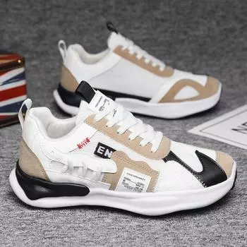 Мужская новая модная универсальная повседневная обувь корейской версии модной трендовой обуви с мягкой подошвой, удобная спортивная обувь с кожаной поверхностью, импортная торговля, я 39 чёрный