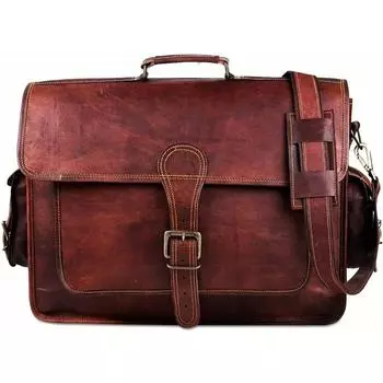 Мужская новая настоящая сумка-портфель для ноутбука через плечо коричневого цвета 13 x 17 x 6 in коричневый