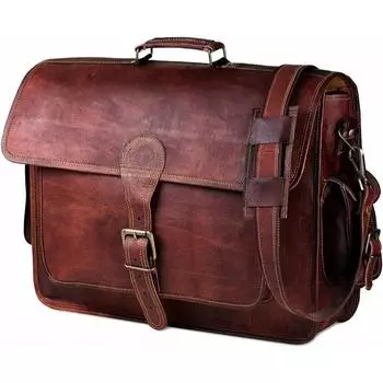 Мужская новая настоящая сумка-портфель для ноутбука через плечо коричневого цвета 13 x 17 x 6 in коричневый