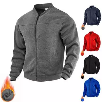 Мужская новая однотонная мужская куртка с капюшоном, теплая флисовая толстая куртка, повседневное пальто, модная L чёрный