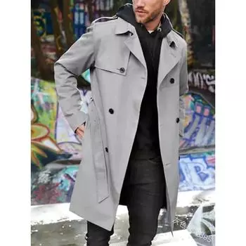 Мужская новая однотонная ветровка с длинными рукавами, мужская облегающая двубортная повседневная куртка с лацканами S