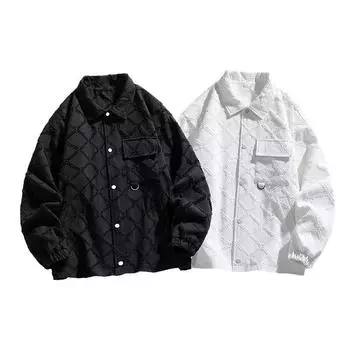 Мужская новая осенне-зимняя модная жаккардовая куртка высокого качества, кардиган на пуговицах с лацканами, мужское пальто M белый