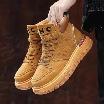 Мужская новая осенне-зимняя теплая повседневная обувь с высоким берцем, альпинистские хлопковые ботинки на толстой подошве, обувь 39 хаки