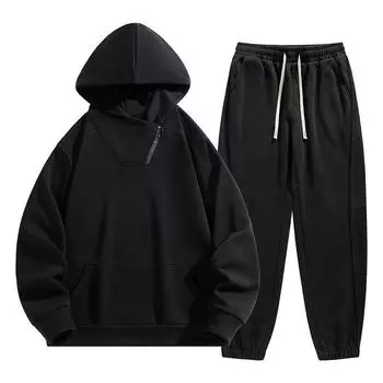 Мужская новая осенне-зимняя толстовка с капюшоном, кардиган, костюм для отдыха с открытыми плечами, однотонная модная спортивная пара M коричневый