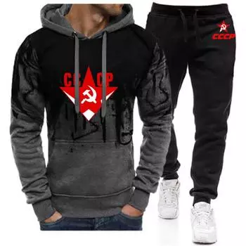 Мужская новая повседневная толстовка с капюшоном и принтованные спортивные штаны повседневный костюм Harajuku Gradient S