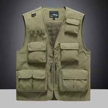 Мужская новая рабочая одежда с несколькими карманами, однотонная, красивая, модная, классическая рабочая одежда, тонкий жилет M