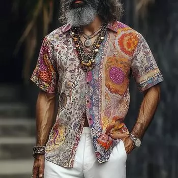 Мужская новая рубашка с многоэтническими элементами стиля M