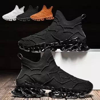 Мужская новая стильная удобная противоскользящая спортивная обувь для отдыха, легкие дышащие вязаные кроссовки для бега 39 ясень черный