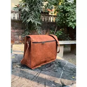 Мужская новая сумка через плечо Claasic из козьей кожи для ноутбука ручной работы 11 x 15 x 5 in коричневый