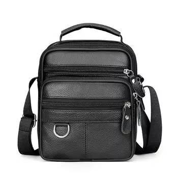Мужская новая сумка через плечо из натуральной кожи, вертикальная, модная, многофункциональная, сумка через плечо, портфель, повседневная, дорожная, сумка-мессенджер, черная чёрный