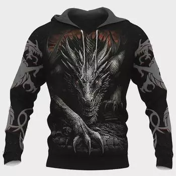 Мужская новая свободная спортивная куртка с капюшоном большого размера с 3D-цифровым принтом, мужская одежда, весна-осень, пуловер, толстовка M